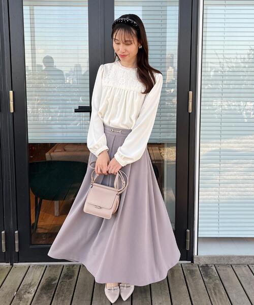 セール】【ハレの日・通勤】レースドッキング ブラウス（シャツ