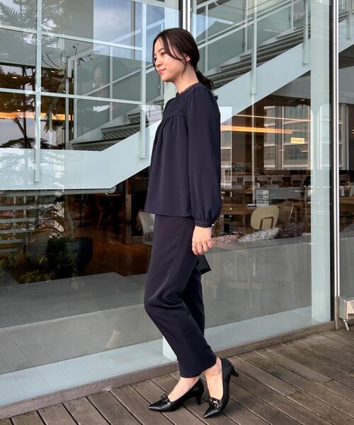 couture brooch（クチュールブローチ）の「【ハレの日・通勤】レースドッキング ブラウス（シャツ/ブラウス・レディース・ピンク/ネイビー/アイボリー・38/36/42/40）」の6枚目の写真