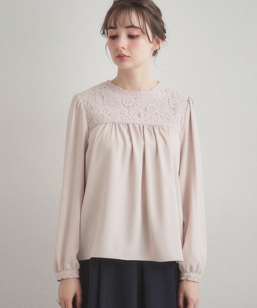 couture brooch（クチュールブローチ）の「【ハレの日・通勤】レースドッキング ブラウス（シャツ/ブラウス・レディース・ピンク/ネイビー/アイボリー・38/36/42/40）」の12枚目の写真