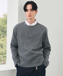 LUENNA | 【LUENNA】Panel Rib Henley Neck Long Sleeve T-Shirt / パネルリブ ヘンリーネック ロンT(Tシャツ/カットソー)