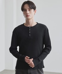 LUENNA(���G�i)�́yLUENNA�zPanel Rib Henley Neck Long Sleeve T-Shirt / �p�l�����u �w�����[�l�b�N ����T(T�V���c/�J�b�g�\�[)