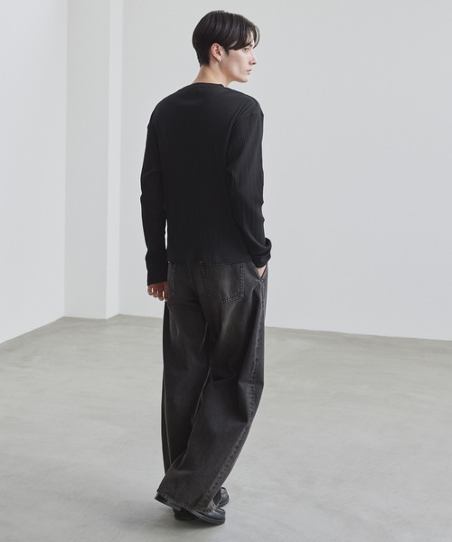 LUENNA（ルエナ）の「【LUENNA】Panel Rib Henley Neck Long Sleeve T-Shirt / パネルリブ ヘンリーネック ロンT（Tシャツ/カットソー・メンズ・ブラック/グレー・S/L/M）」の9枚目の写真