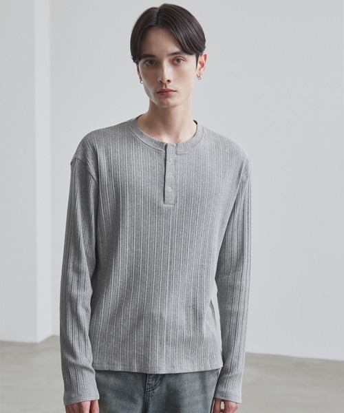 LUENNA（ルエナ）の「【LUENNA】Panel Rib Henley Neck Long Sleeve T-Shirt / パネルリブ ヘンリーネック ロンT（Tシャツ/カットソー・メンズ・ブラック/グレー・S/L/M）」の21枚目の写真