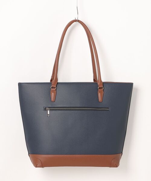 m.f.editorial（エムエフエディトリアル）の「【A4対応】m.f.エディトリアル メンズ 型押し トートバッグ（トートバッグ・メンズ・ネイビー/ブラック・FREE）」の4枚目の写真