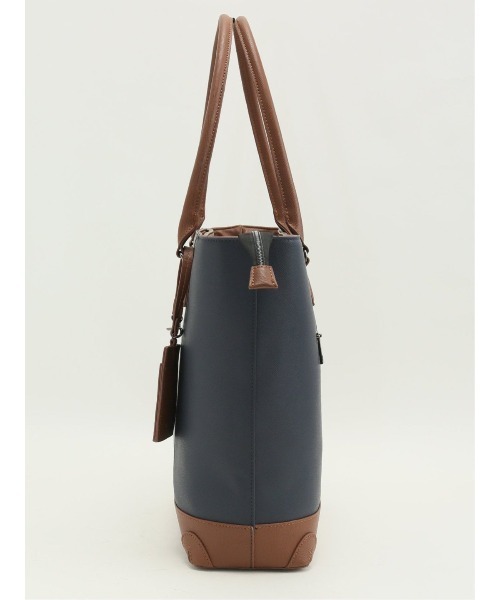 m.f.editorial（エムエフエディトリアル）の「【A4対応】m.f.エディトリアル メンズ 型押し トートバッグ（トートバッグ・メンズ・ネイビー/ブラック・FREE）」の5枚目の写真