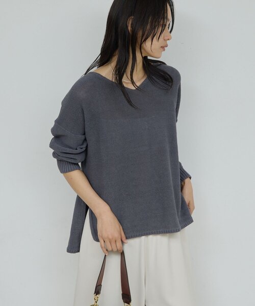 GALLARDAGALANTE（ガリャルダガランテ）の「【手洗い可】コットンメッシュプルオーバー（ニット/セーター・レディース・ベージュ/オフホワイト/チャコールグレー/ブルー・FREE）」の2枚目の写真