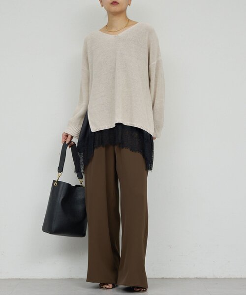 GALLARDAGALANTE（ガリャルダガランテ）の「【手洗い可】コットンメッシュプルオーバー（ニット/セーター・レディース・ベージュ/オフホワイト/チャコールグレー/ブルー・FREE）」の16枚目の写真