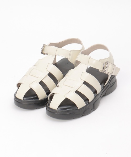 ikka（イッカ）の「グルカ厚底サンダル（サンダル・レディース・ブラック/オフホワイト・L/M）」の2枚目の写真