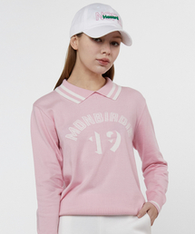 MONBIRDIE 19 ニット カラーネック ソフトニットTシャツ ピンク