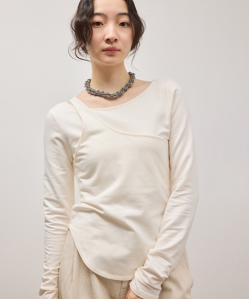 ADAM ET ROPE'（アダムエロペ）の「ワンショルダートップス（Tシャツ/カットソー・レディース・レッド系その他2/オフホワイト/ダークブラウン・FREE）」の16枚目の写真