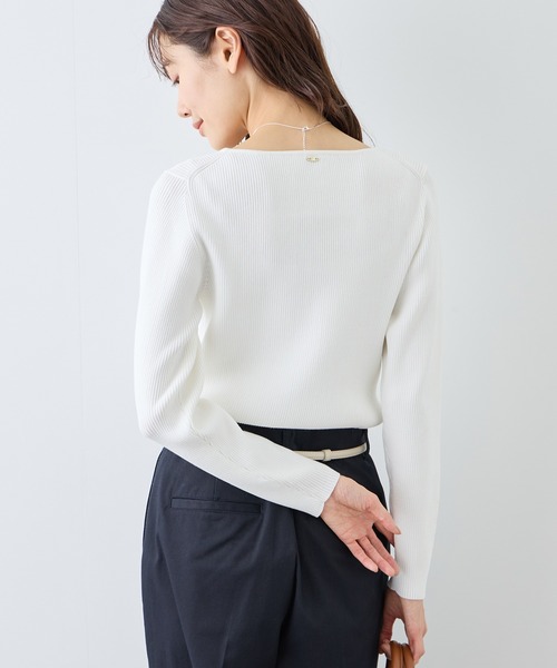 ROPE' PICNIC（ロペピクニック）の「スクエアネックリブニット（ニット/セーター・レディース・クリーム/オフホワイト/ネイビー・FREE）」の8枚目の写真