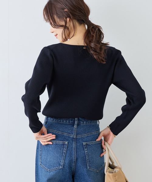 ROPE' PICNIC（ロペピクニック）の「スクエアネックリブニット（ニット/セーター・レディース・クリーム/オフホワイト/ネイビー・FREE）」の13枚目の写真