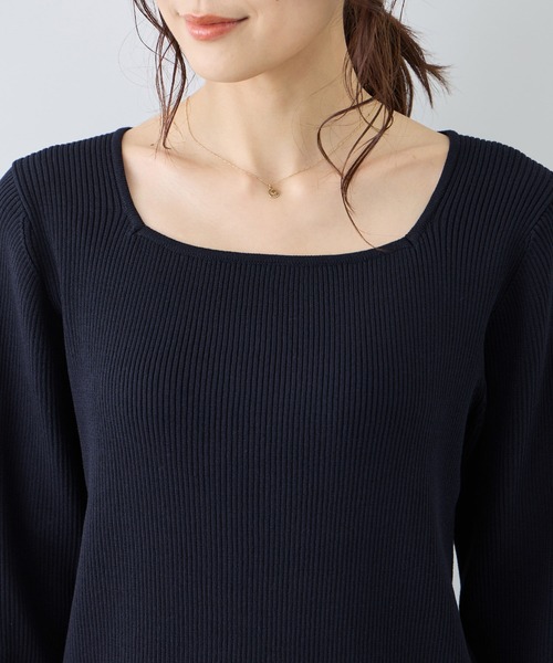 ROPE' PICNIC（ロペピクニック）の「スクエアネックリブニット（ニット/セーター・レディース・クリーム/オフホワイト/ネイビー・FREE）」の20枚目の写真