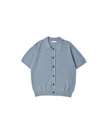 スティッチポロハーフカーディガン(ペイルブルー)