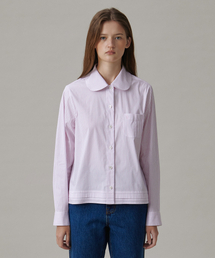 ROUND COLLAR SHIRT_PINK STRIPE