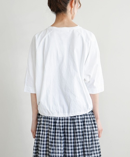 SOLAMONAT(ソラモナ)の「パフ天竺 裾紐5分袖プルオーバー(Tシャツ/カットソー・レディース・杢グレー/ライトブルー/ライトピンク/ブラック/ホワイト/キナリ・FREE)」の22枚目の写真