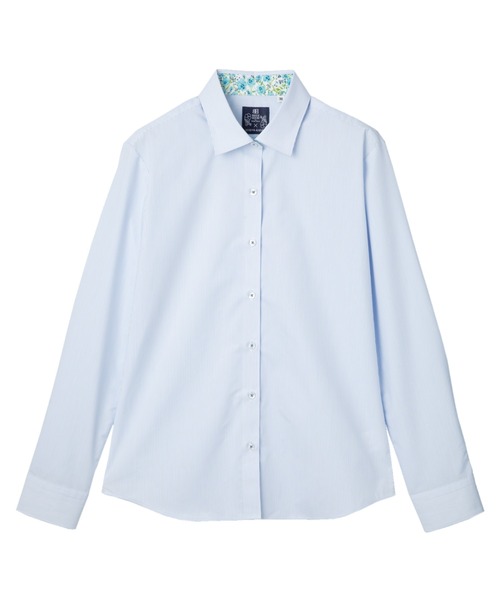 TOKYO SHIRTS(トウキョウシャツ)の「【透け防止】 形態安定ノーアイロン ワイド 長袖ビジネスワイシャツ(ビジネスシャツ・レディース・サックスブルー・L/S/M/LL/XL)」の1枚目の写真