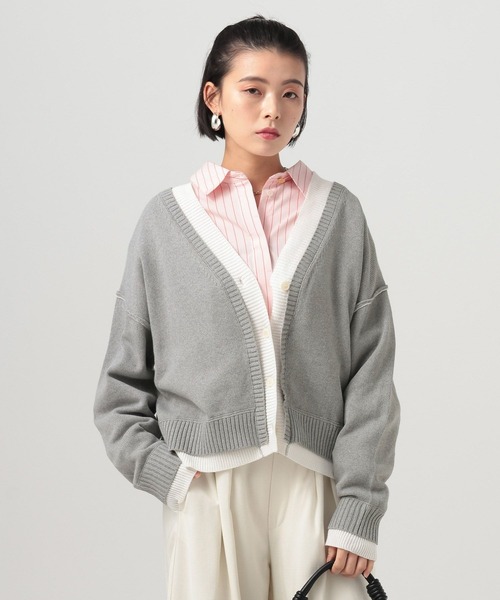 BAYFLOW（ベイフロー）の「フェイクレイヤードニットカーディガン（カーディガン/ボレロ・レディース・グレー/ネイビー/ベージュ・FREE）」の2枚目の写真