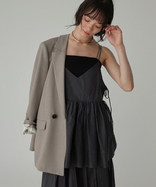 BABYLONE(バビロン)の「シアーオーガンキャミ(キャミソール・レディース・チャコール/ホワイト・フリー)」の2枚目の写真