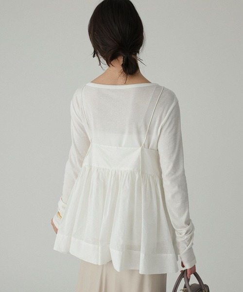 BABYLONE(バビロン)の「シアーオーガンキャミ(キャミソール・レディース・チャコール/ホワイト・フリー)」の5枚目の写真