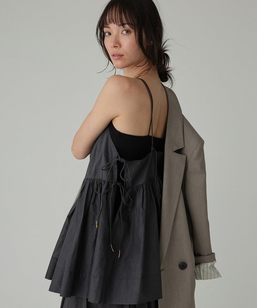 BABYLONE(バビロン)の「シアーオーガンキャミ(キャミソール・レディース・チャコール/ホワイト・フリー)」の12枚目の写真