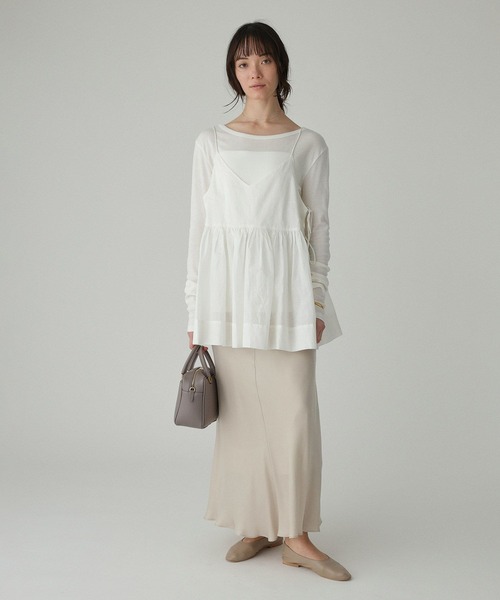 BABYLONE(バビロン)の「シアーオーガンキャミ(キャミソール・レディース・チャコール/ホワイト・フリー)」の6枚目の写真