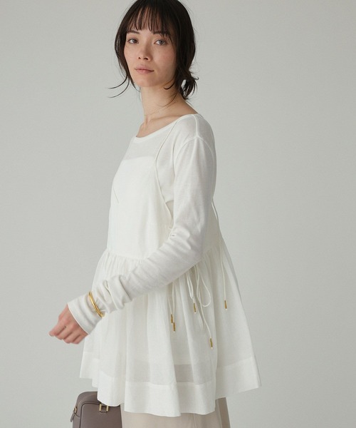 BABYLONE(バビロン)の「シアーオーガンキャミ(キャミソール・レディース・チャコール/ホワイト・フリー)」の4枚目の写真