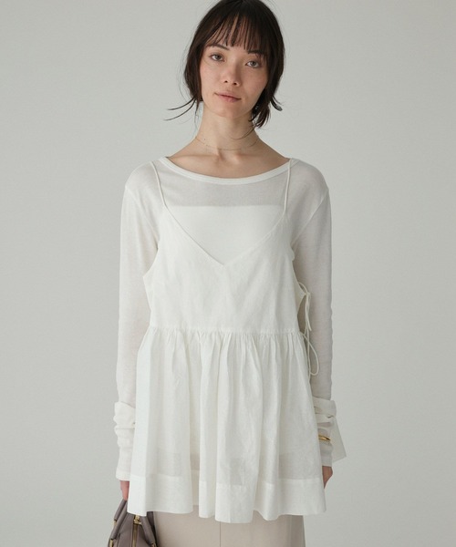 BABYLONE(バビロン)の「シアーオーガンキャミ(キャミソール・レディース・チャコール/ホワイト・フリー)」の3枚目の写真