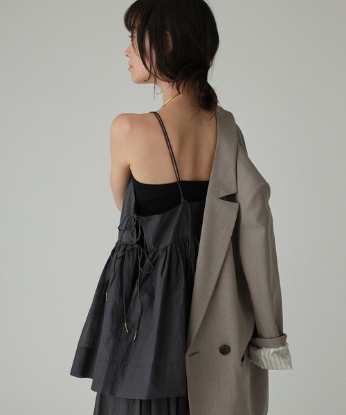 BABYLONE(バビロン)の「シアーオーガンキャミ(キャミソール・レディース・チャコール/ホワイト・フリー)」の13枚目の写真