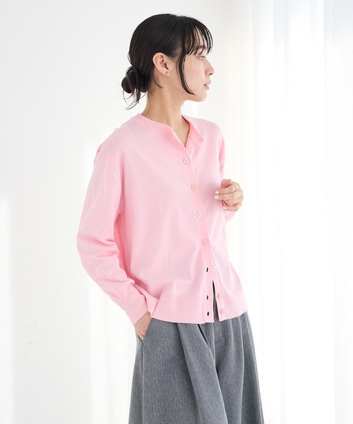 CRAFT STANDARD BOUTIQUE(クラフトスタンダードブティック)の「選べる丈/UVカット/クルーネックカーディガン◆(カーディガン/ボレロ・レディース・グレイッシュベージュ/ブルー/杢グレー/ピンク・L/M)」の4枚目の写真