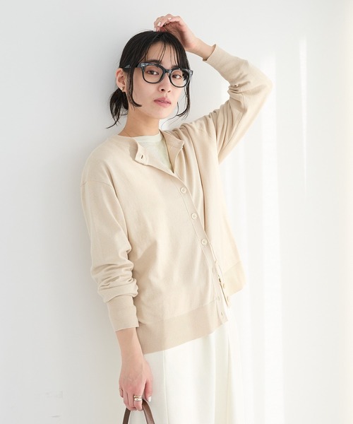 CRAFT STANDARD BOUTIQUE(クラフトスタンダードブティック)の「選べる丈/UVカット/クルーネックカーディガン◆(カーディガン/ボレロ・レディース・グレイッシュベージュ/ブルー/杢グレー/ピンク・L/M)」の2枚目の写真