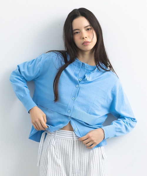 CRAFT STANDARD BOUTIQUE(クラフトスタンダードブティック)の「選べる丈/UVカット/クルーネックカーディガン◆(カーディガン/ボレロ・レディース・グレイッシュベージュ/ブルー/杢グレー/ピンク・L/M)」の3枚目の写真