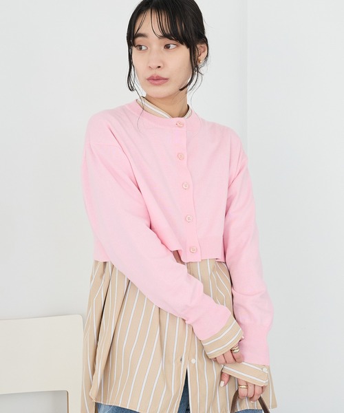 CRAFT STANDARD BOUTIQUE(クラフトスタンダードブティック)の「選べる丈/UVカット/クルーネックカーディガン◆(カーディガン/ボレロ・レディース・グレイッシュベージュ/ブルー/杢グレー/ピンク・L/M)」の5枚目の写真