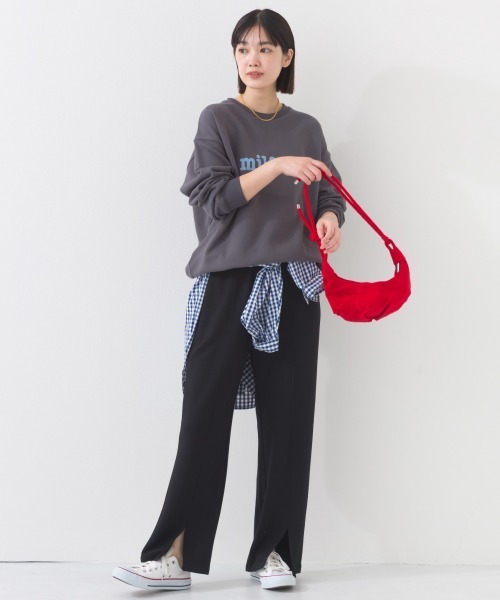 OMNES(オムネス)の「ソフトポンチフロントスリットパンツ 花粉リリース付(その他パンツ・レディース・ブラック/ベージュ・FREE)」の12枚目の写真