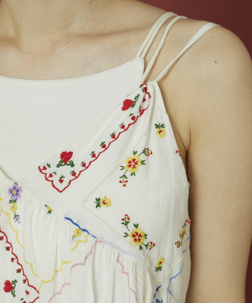 Freada（フリーダ）の「Freada/フリーダ フラワーハンカチ刺繍キャミドレス（ワンピース・レディース・ホワイト/ブラック・ONE SIZE）」の22枚目の写真