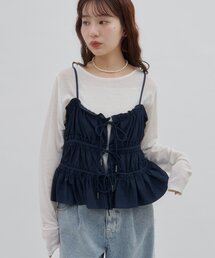 【umm.】ギャザーリボンキャミソール《WEB限定カラーあり》