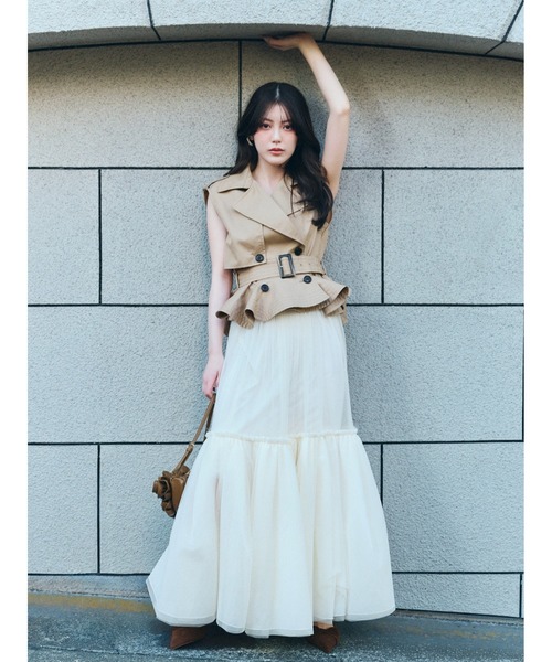 SNIDEL(スナイデル)の「トレンチチュールセットドレス(ワンピース・レディース・グレー/その他/ベージュ・1/0)」の2枚目の写真