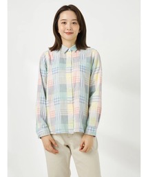 Ｗガーセパッチワークチェックシャツ