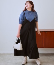 ＜大きいサイズ＞ よく伸びるロングキャミワンピース