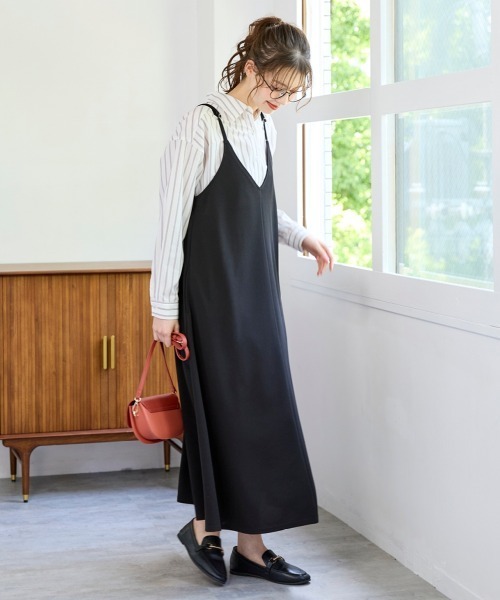 SMILE LAND（スマイルランド）の「＜大きいサイズ＞ よく伸びるロングキャミワンピース（ワンピース・レディース・モカ/ブラック・L/LL/3L/4L/5L）」の13枚目の写真