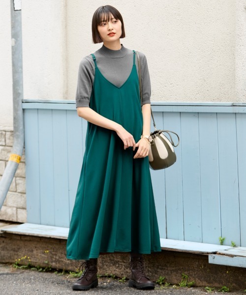 SMILE LAND（スマイルランド）の「＜大きいサイズ＞ よく伸びるロングキャミワンピース（ワンピース・レディース・モカ/ブラック・L/LL/3L/4L/5L）」の15枚目の写真