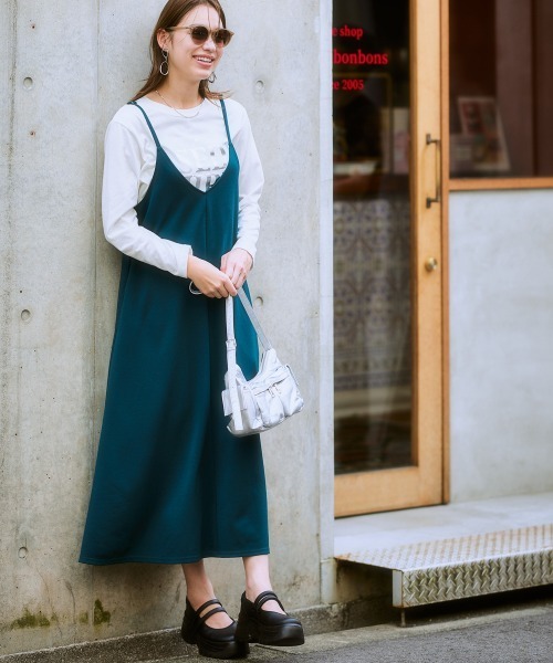 SMILE LAND（スマイルランド）の「＜大きいサイズ＞ よく伸びるロングキャミワンピース（ワンピース・レディース・モカ/ブラック・L/LL/3L/4L/5L）」の16枚目の写真