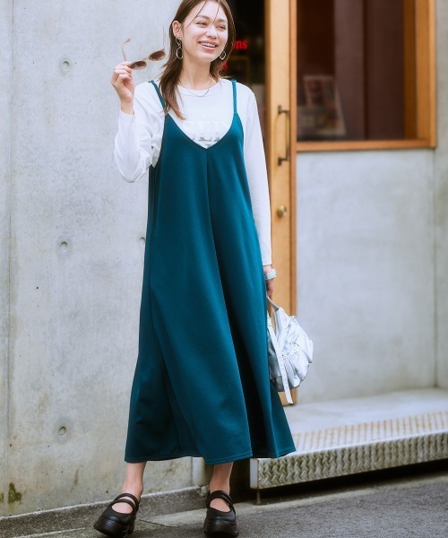 SMILE LAND（スマイルランド）の「＜大きいサイズ＞ よく伸びるロングキャミワンピース（ワンピース・レディース・モカ/ブラック・L/LL/3L/4L/5L）」の17枚目の写真