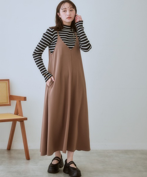 SMILE LAND（スマイルランド）の「＜大きいサイズ＞ よく伸びるロングキャミワンピース（ワンピース・レディース・モカ/ブラック・L/LL/3L/4L/5L）」の18枚目の写真