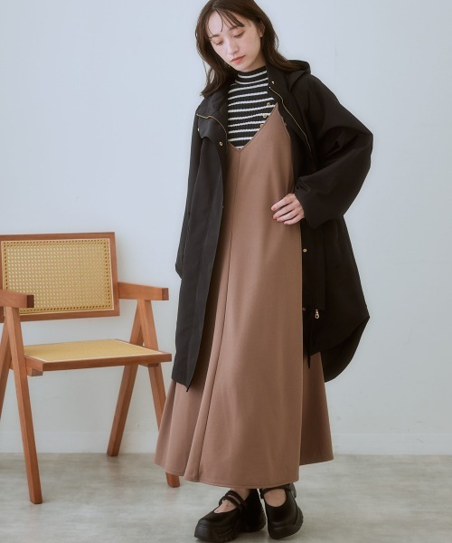 SMILE LAND（スマイルランド）の「＜大きいサイズ＞ よく伸びるロングキャミワンピース（ワンピース・レディース・モカ/ブラック・L/LL/3L/4L/5L）」の19枚目の写真