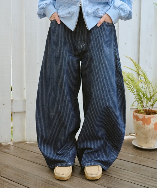 Balloon Wide Stripe Denim / バルーンワイドストライプデニム（デニム