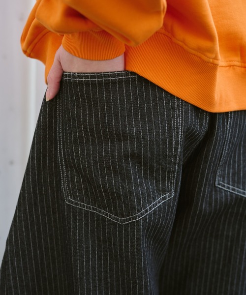 BROKEN BASE（ブロークンベース）の「Balloon Wide Stripe Denim / バルーンワイドストライプデニム（デニムパンツ・メンズ・ブラック/インディゴブルー・MEDIUM/LARGE）」の11枚目の写真