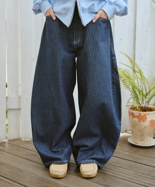 Balloon Wide Stripe Denim / バルーンワイドストライプデニム（デニム