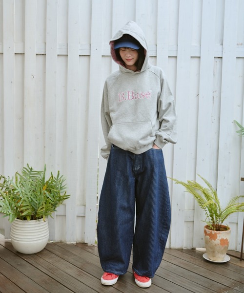 BROKEN BASE（ブロークンベース）の「Balloon Wide Stripe Denim / バルーンワイドストライプデニム（デニムパンツ・メンズ・ブラック/インディゴブルー・MEDIUM/LARGE）」の14枚目の写真