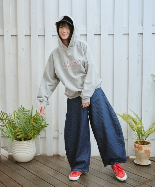 BROKEN BASE（ブロークンベース）の「Balloon Wide Stripe Denim / バルーンワイドストライプデニム（デニムパンツ・メンズ・ブラック/インディゴブルー・MEDIUM/LARGE）」の16枚目の写真